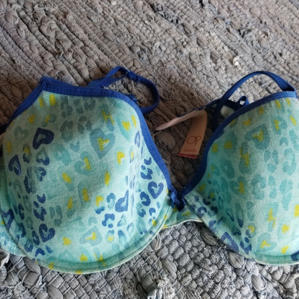 Ocean Pacific, blue leopard print push up bra, 38C